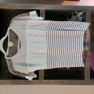 Cream and beige top. Back is a lace.